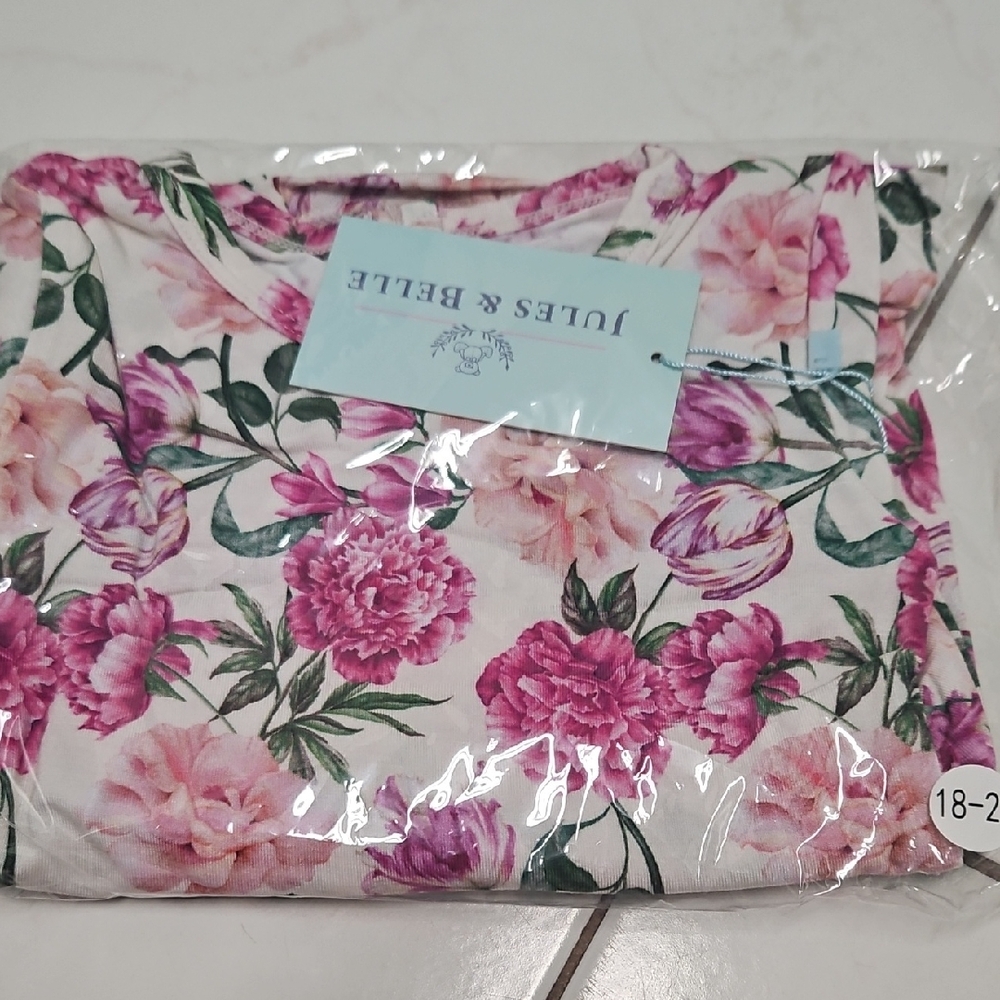 Jules and Belle pink long sleeve floral dress 18-24 month